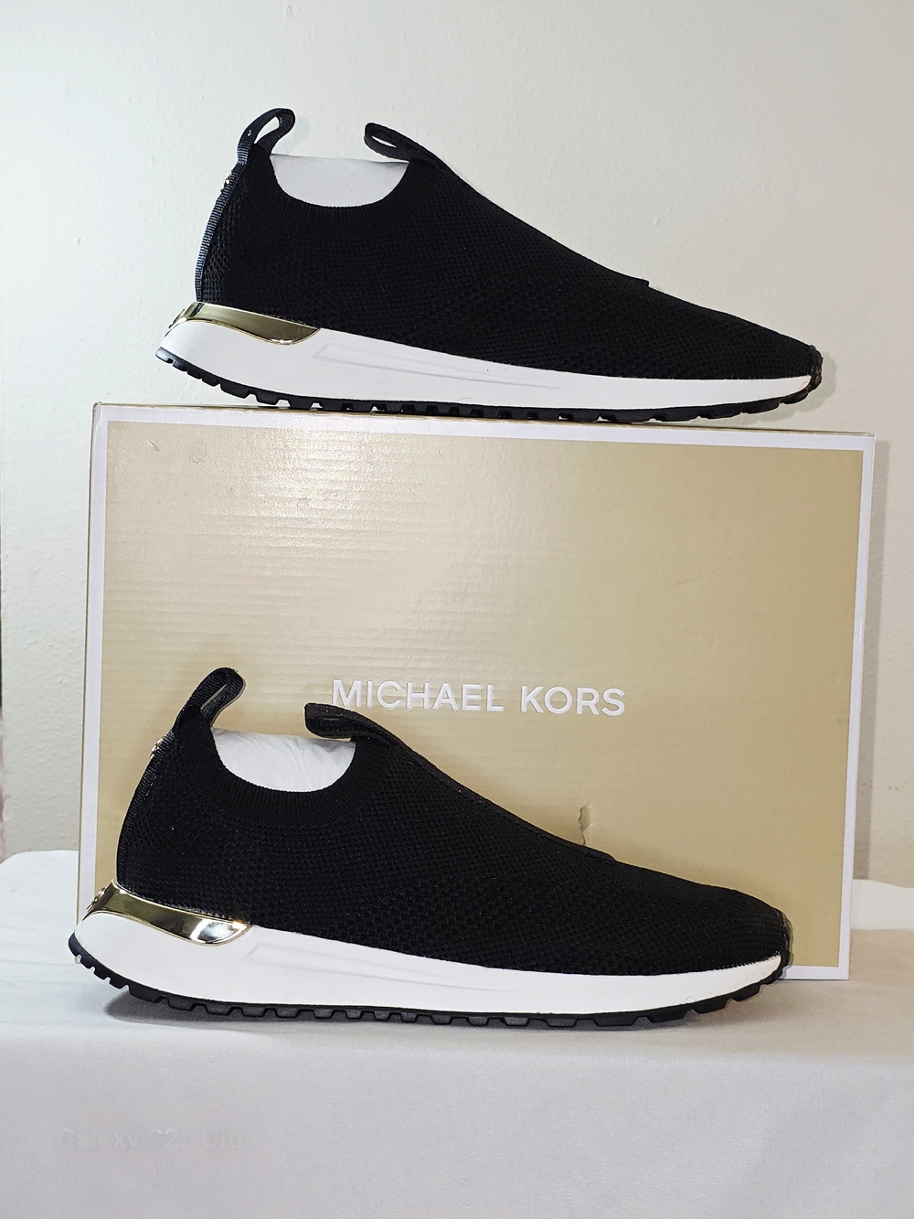 MICHAEL Michael Kors Bodie Logo Tape Mesh Slip-On Trainer In Black Size 7M